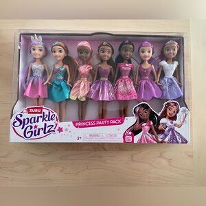 NIB Zuru Sparkle Girlz Princess Party Pack - set of 7 dolls
